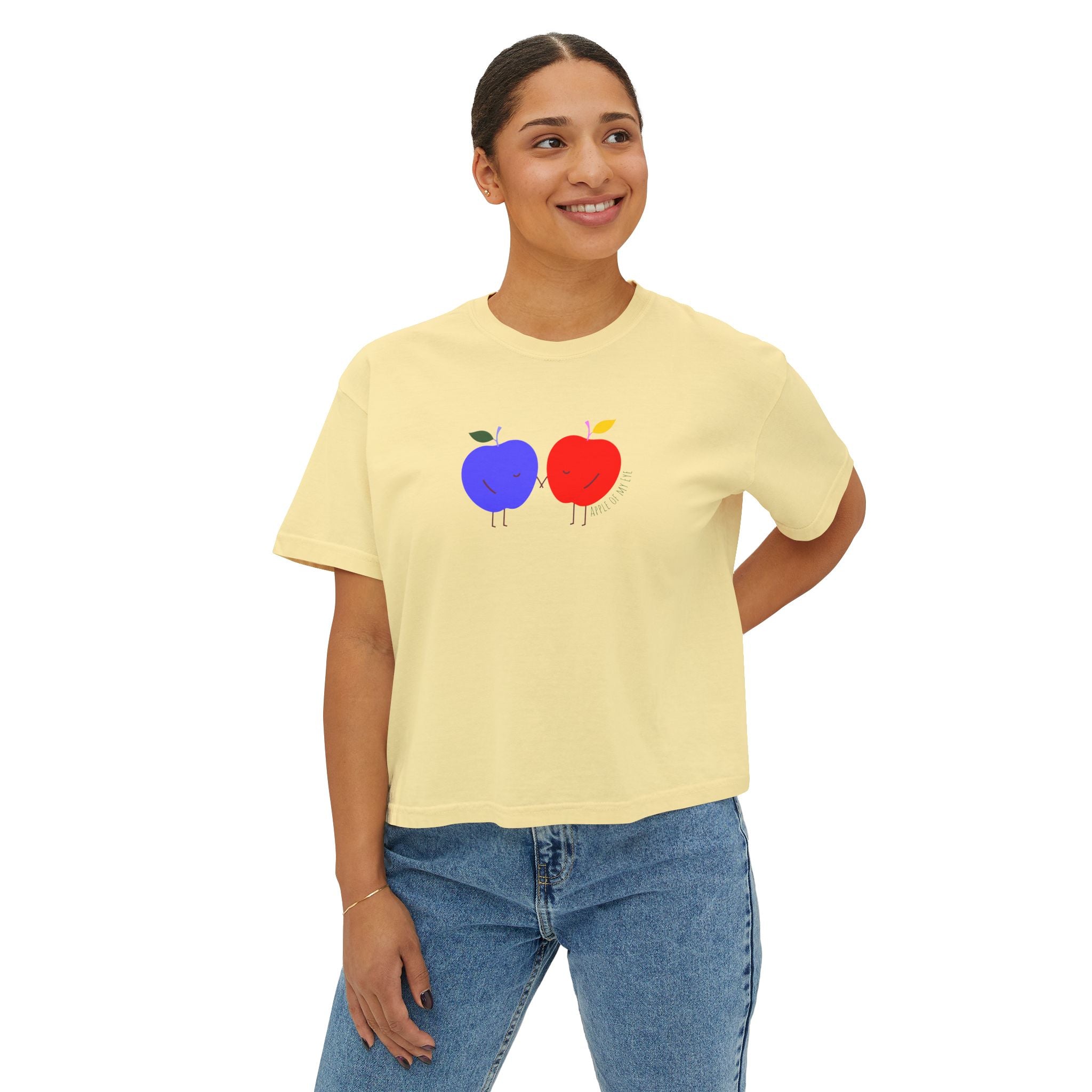 Apple of My Eye Abstract Fruit Art - Women's Boxy Tee